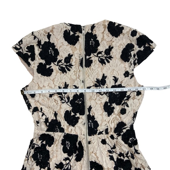 LAVENDER BROWN Fit and Flare Rose Floral Lace Jacquard Dress S - Picture 12 of 16